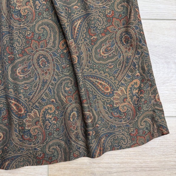 Vintage Brown Paisley Midi Skirt Dark Academia A Line Chaus Old Money Twee - Picture 3 of 11
